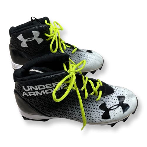 Mens Under Armour Renegade RM Football Cleat 1269744-011 Black/White Size 7.5