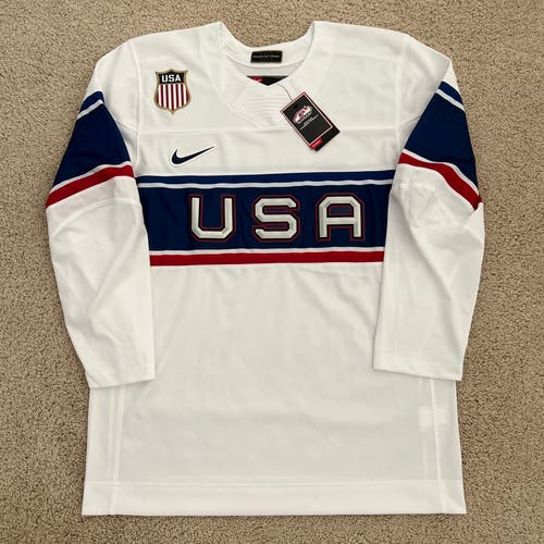 Nike USA Hockey Olympic 2022 Home 'White' Jersey Men's Size Small