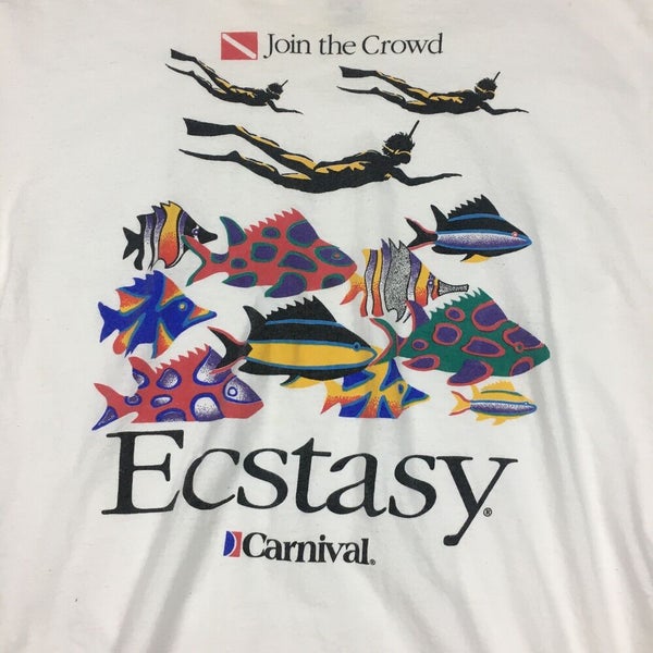 Vintage 90s Carnival Cruise Lines Ecstasy Ship Souvenir T-Shirt