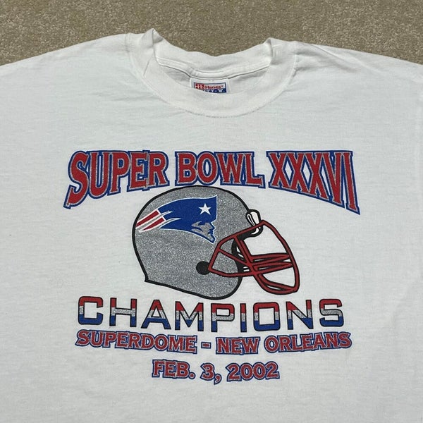 New England Patriots T Shirt Men Medium Adult White NFL Football Super Bowl 36