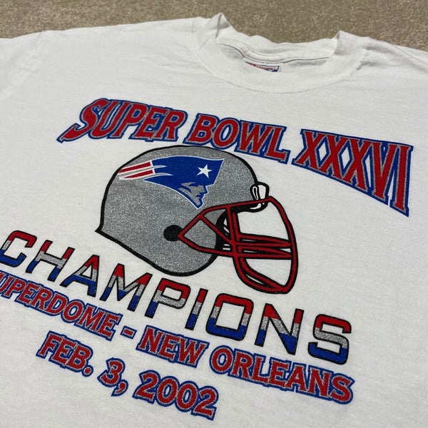 2002 New England Patriots Super Bowl XXXVI Champions NFL T Shirt Size XL –  Rare VNTG