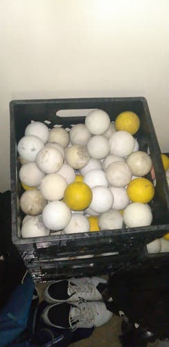 Crate of 120 Used Lacrosse Balls