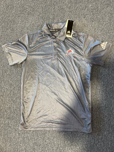 Colorado Avalanche Player Issued Gray New Medium Adidas Golf Shirt