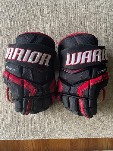 Senior 13” Used Red, Black, & White Warrior Covert QRE Hockey Gloves