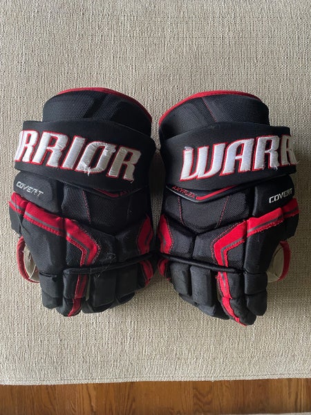 Senior 13” Used Red, Black, & White Warrior Covert QRE Hockey Gloves