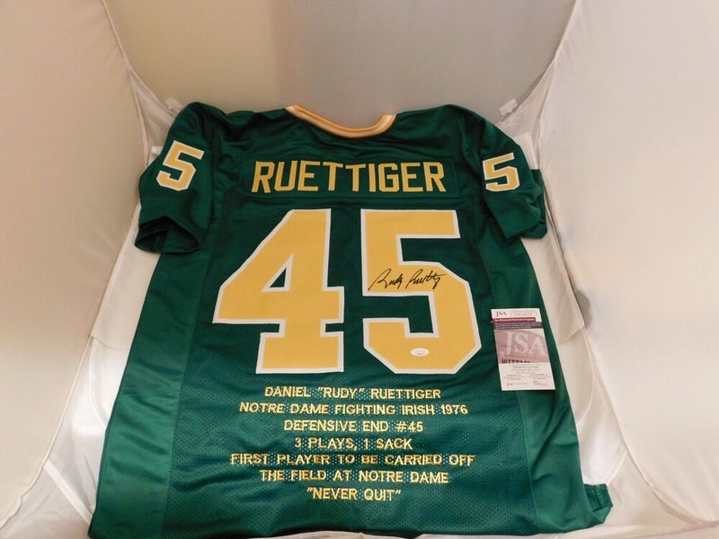 Rudy Ruettiger Signed / Autographed Green Notre Dame Jersey JSA COA