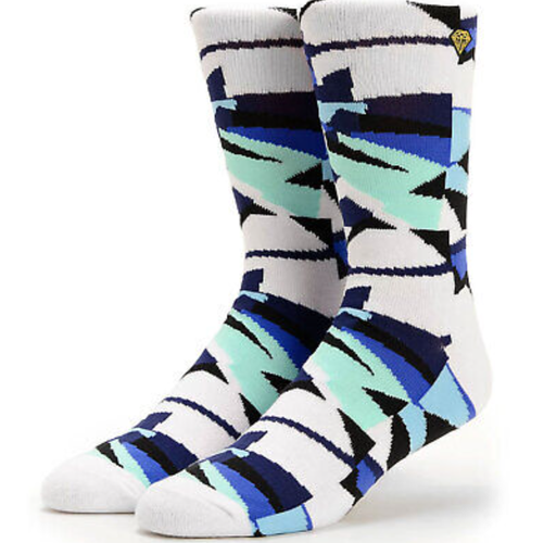 Diamond Supply Co Men's OS Blue Stained Glass Simplicity Skateboarding Socks New
