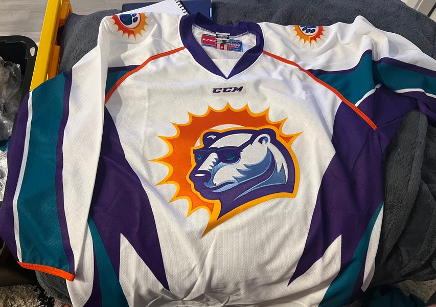 ORLANDO SOLAR BEARS (Size 48) ECHL AUTHENTIC WHITE PRO CCM HOCKEY