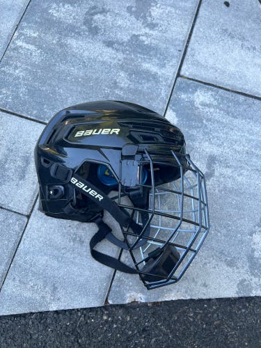Used Black Medium Bauer Re-Akt 150 Helmet With Large Bauer Profile Oreo II Cage