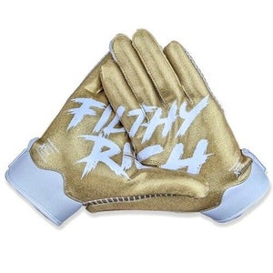 2025 Battle Sports Adult Filthy Rich Gold Football Receivers Gloves Running