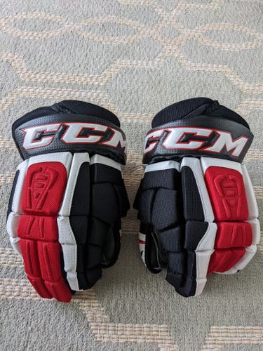 New CCM U+ 08 Gloves 13" Red/White/Black