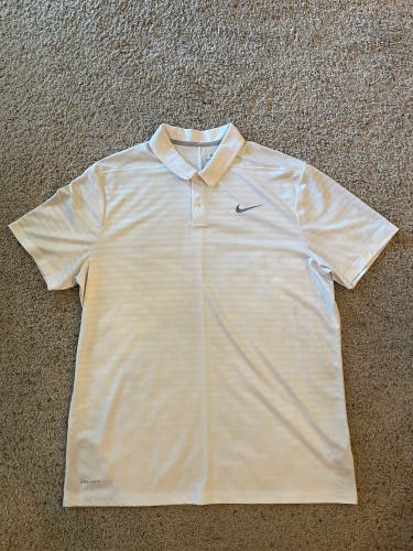 Nike Men’s DRI-FIT White XL Golf Polo Short Sleeve Shirt - 100% Polyester