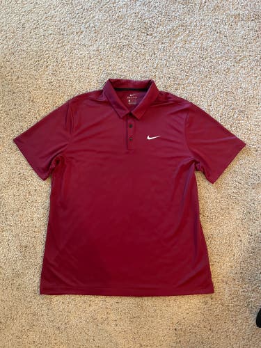 Nike Men’s DRI-FIT Red/Maroon XL Golf Polo Short Sleeve Shirt - 100% Polyester