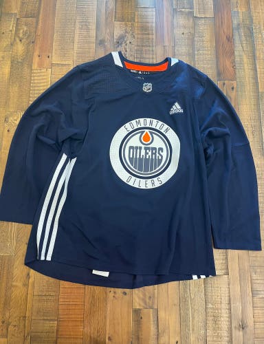 Adidas Edmonton Oilers Pro Stock Practice Jersey Navy Size 54 / XL