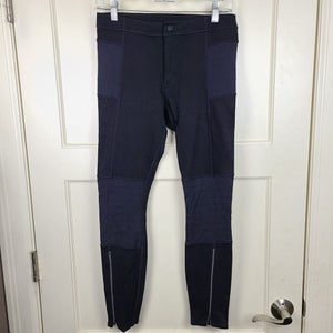 Athleta Trailsetter Ponte Motion Moto Pants Black Mid Rise Zip Ankle Size 6