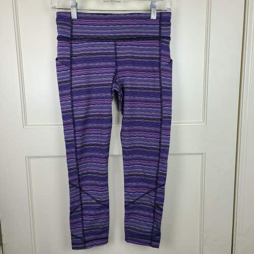 Lululemon Pace Rival Cropped Leggings Cyber Purple Stripe 23" Inseam Size: 6