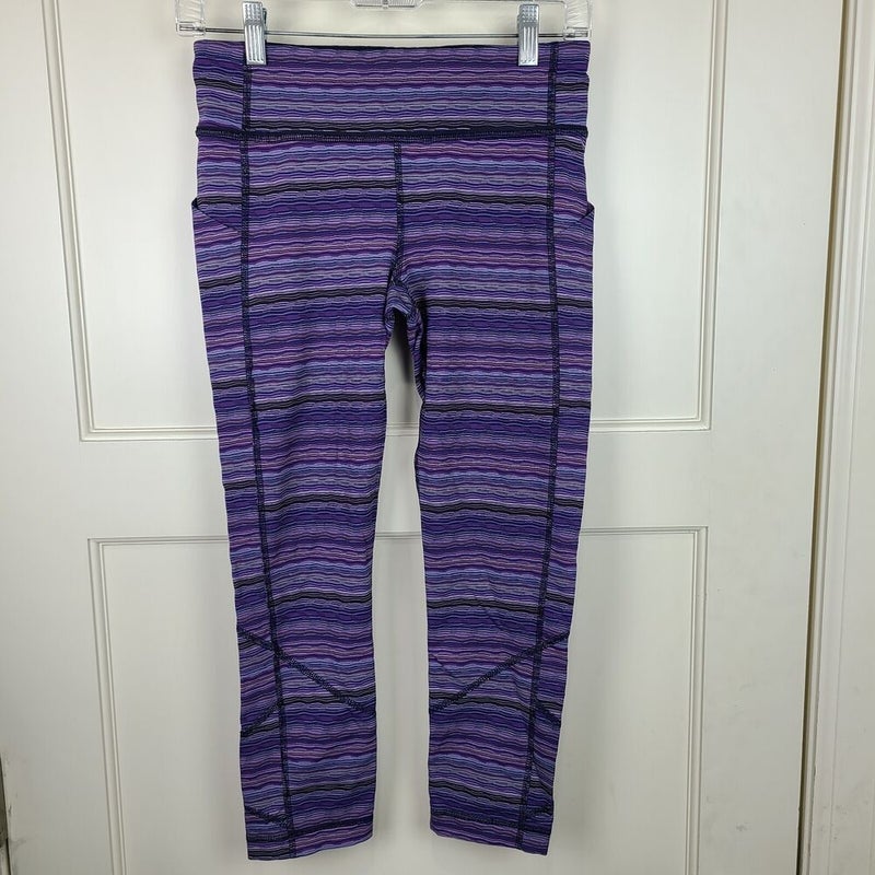 Lululemon Wunder Under HR Crop 22'' Yoga Pant Black Purple Reversible Leggings  6