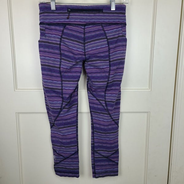 Lululemon Pace Rival Cropped Leggings Cyber Purple Stripe 23 Inseam Size: 6