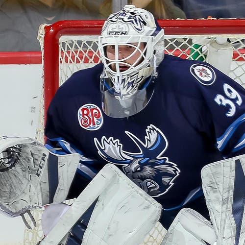 Game Worn Goalie Cut Manitoba Moose CCM Jersey