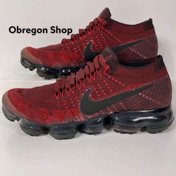 NIKE AIR VAPORMAX DARK TEAM RED WOMENS SHOES SIZE 9 FLYKNIT BURGUNDY BLACK USED | SidelineSwap