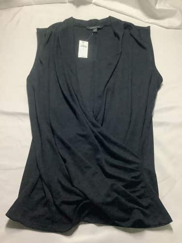 Banana Republic Sleeveless Dress Blouse Black Open Front Ladies Size S New Box A