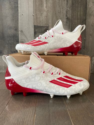 Adidas Adizero Reign Young King Football Cleats Red White Floral 10