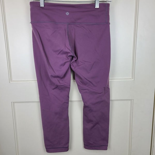 Lululemon Wunder Under HR Crop 22'' Yoga Pant Black Purple Reversible Leggings  6
