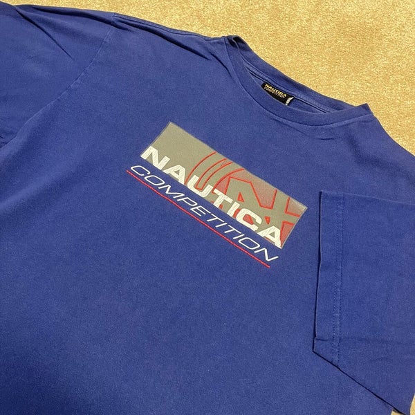 Vintage Nautica Shirt Mens Medium Blue Long Sleeve Made In USA 90s Y2K Crew  Neck