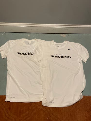2 White Nike XXL Ravens Dri Fit Shirts