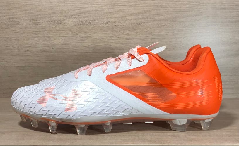 Under Armour Blur LUX MC Football Cleats White Orange 3023190-801 Men's size 12