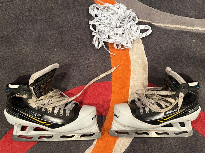 Used Goalie Bauer Size 9.5 EE Supreme TotalOne NXG Hockey Skates With Step Steel