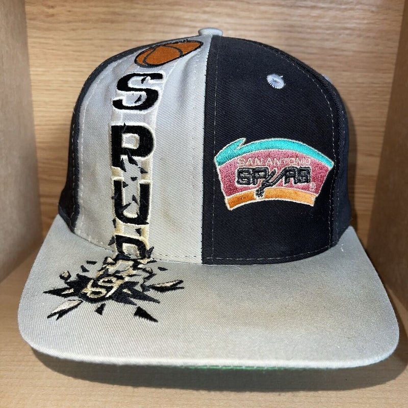 Vintage San Antonio Spurs SnapBack Hats Caps Black 90s Pair Spell out