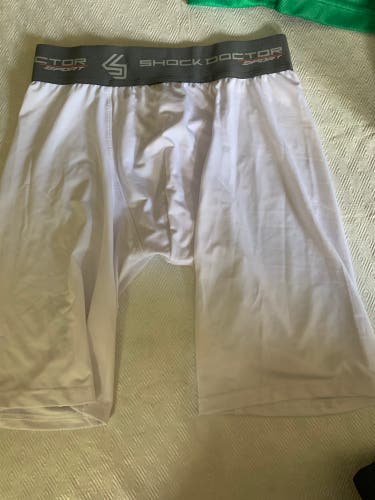 White New Medium Shock Doctor Compression Shorts
