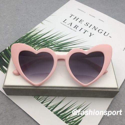 Pink Frame heart shape Retro Sunglasses Trendy Y2K for Women