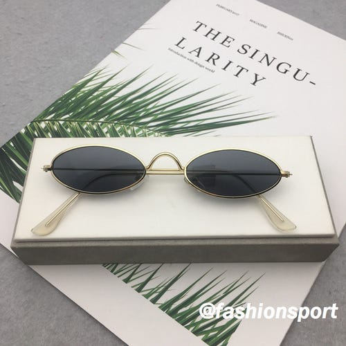 Retro Vintage Elliptical Shape 90s Glasses Trendy Y2K Sunglasses