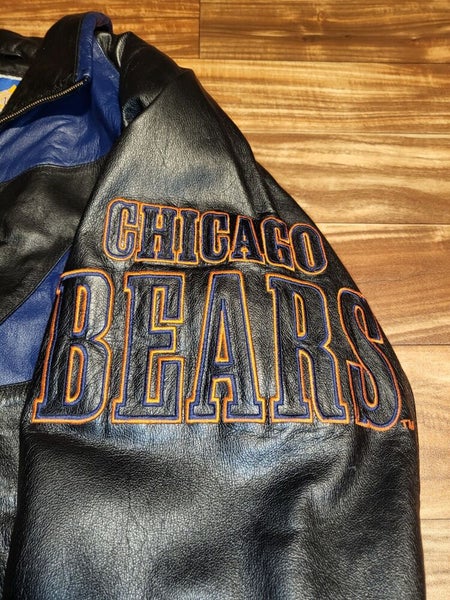 Chicago Bears Reversible Wool and Leather Jacket (Front and Back Logos