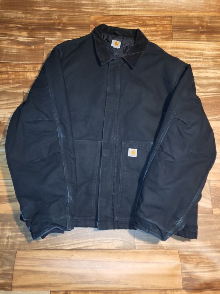 Carhartt Black Quilt Lined Worn Work 