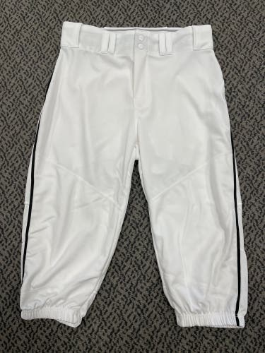 Alleson Adult Medium Knicker style White W/black braid baseball pants