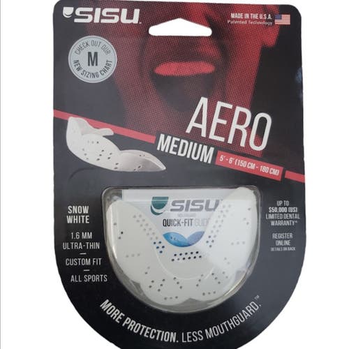 SISU Aero Mouth Guard 1.6mm Made In USA Medium White NEW