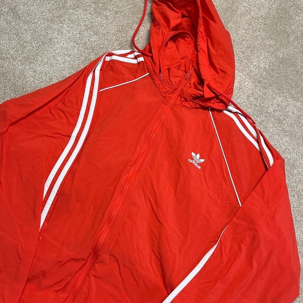Adidas Jacket Men XL Adult Red Windbreaker Athletic Run Up Active Gym Retro | SidelineSwap