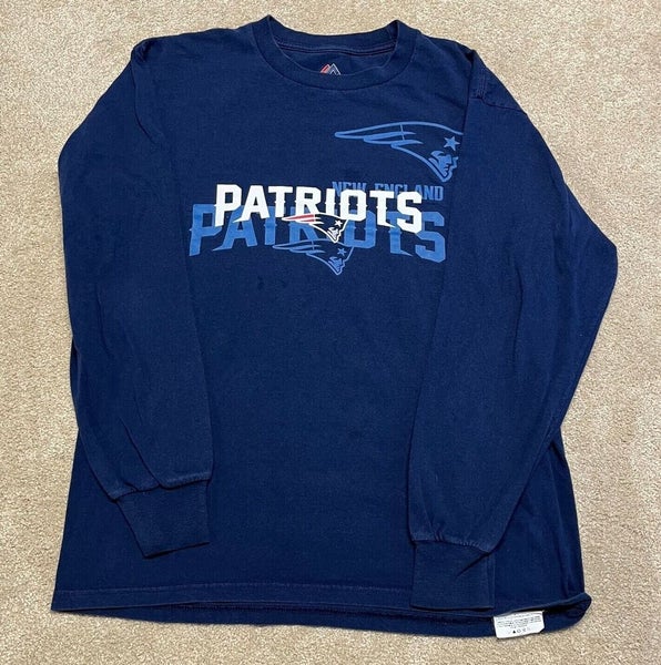 Women's Majestic Navy New England Patriots Plus Size Team Logo Long Sleeve  T-Shirt