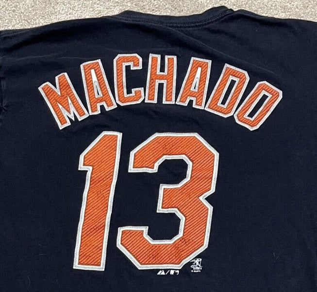 Majestic Orioles Machado 13 Black Orange Letters T-shirt Adult