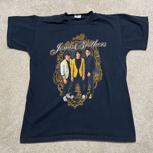 The Jonas Brothers T Shirt Boys Large Kids Black Concert 2008 Tour Retro USA