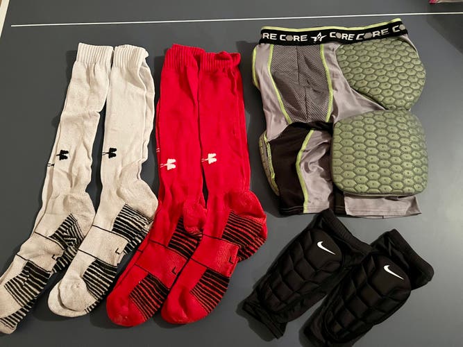 Football lot Girdle Socks Gloves Medium Nike Under Armour