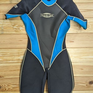 Surf Shack Women's  2mm Titanium Blue / Black Shorty Size 12 Scuba Dive WetSuit