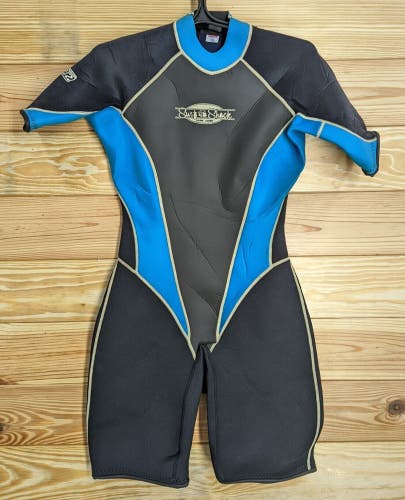 Surf Shack Women's  2mm Titanium Blue / Black Shorty Size 12 Scuba Dive WetSuit