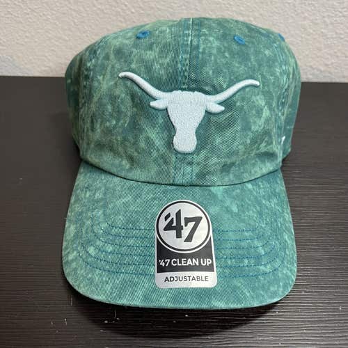 Texas Longhorns 47 Brand Clean Up Adjustable Hat Cap Tie Dye Teal Green