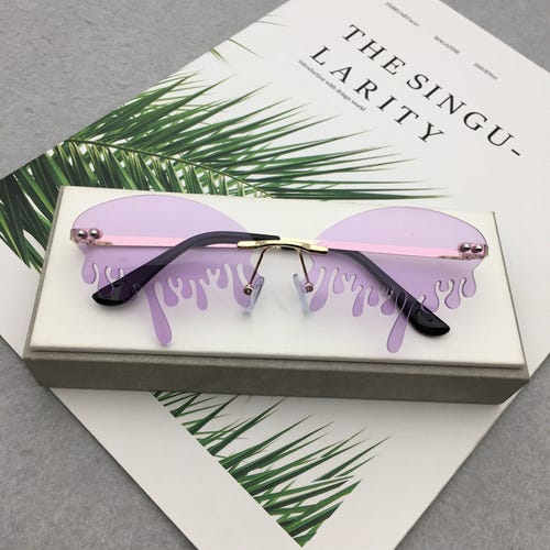 Purple Rimless Party Favor Trendy Sunglasses Brand New