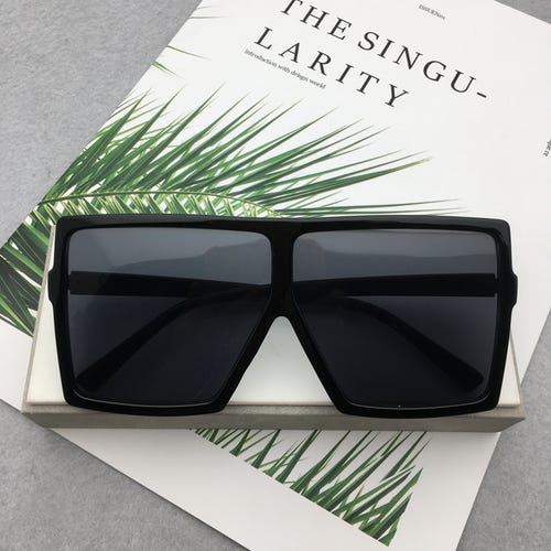 Square Oversized Sunglasses for Women Men Flat Top Fashion Shades
