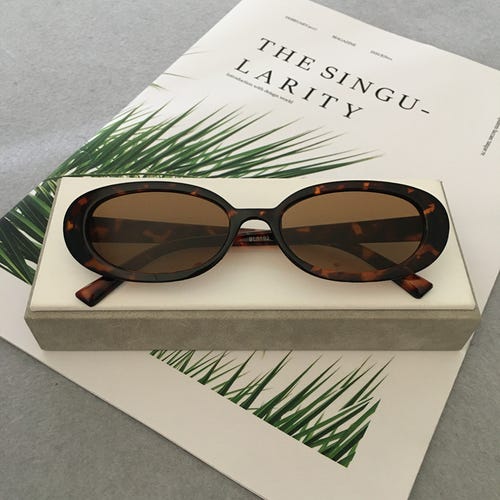 Brand New Leopard Brown Rectangle Sunglasses Trendy Retro Fashion Sunglasses